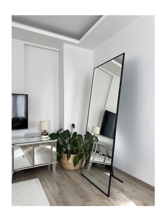 SteweHome Oglindă De Podea Cu Cadru Metalic Negru 180x80cm