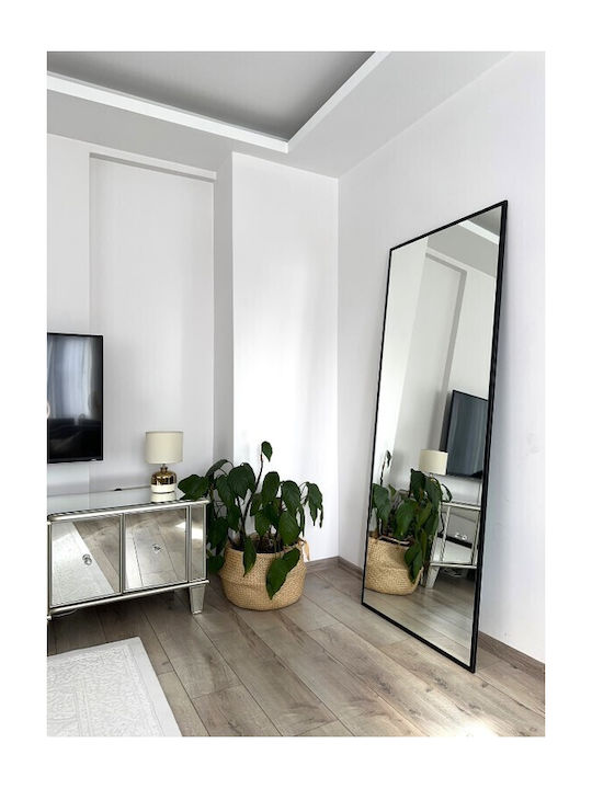 SteweHome Oglindă De Podea Cu Cadru Metalic Negru 180x80cm