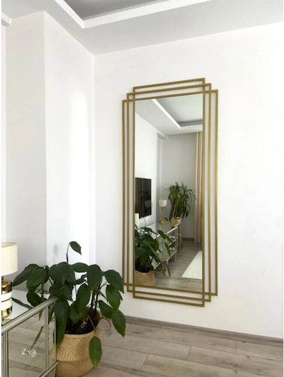 SteweHome Καθρέπτης με Χρυσό Μεταλλικό Πλαίσιο 180x80cm