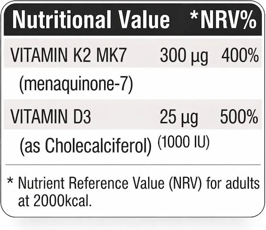 Fit & Shape K2 MK7 + D3 Vitamin for Immune System Boost & Bone Health 30 caps