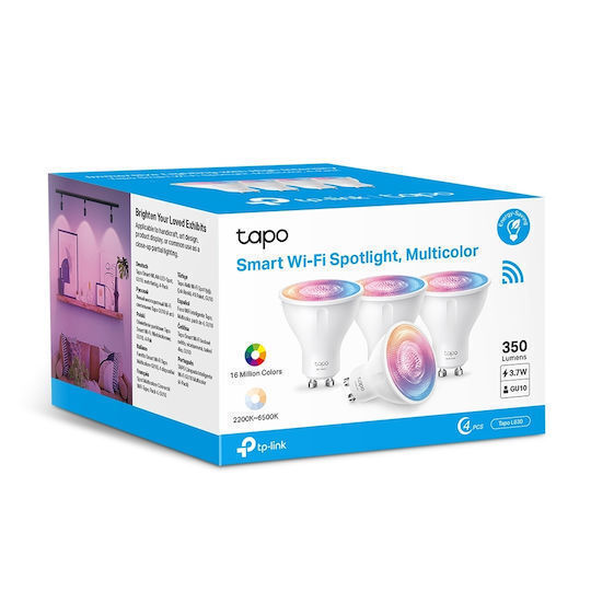 TP-LINK Smart Bulbs Tapo L630 v1.2 LED 3.7W for Socket GU10 RGB 350lm Dimmable 4pcs