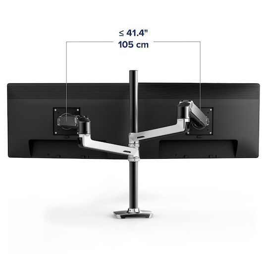 Ergotron LX Dual Stacking Schreibtisch Halterung für 2 Monitore bis 40" mit Arm Silber