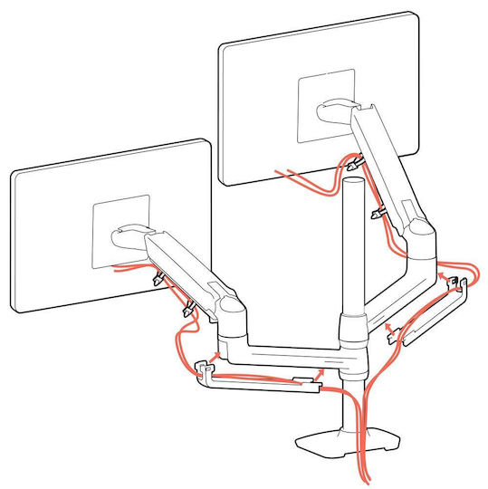 Ergotron LX Dual Stacking Schreibtisch Halterung für 2 Monitore bis 40" mit Arm Silber