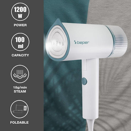 Beper Kleiderdampfer Hand 1200W mit Behälter 100ml Weiß