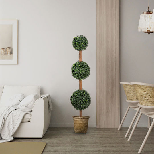 Globostar Artificial Garden Cecilia 20343 Διακοσμητικό Ψάθινο Καλάθι Κασπώ Γλάστρα Flower Pot Μπεζ Φ26cm X Υ26cm