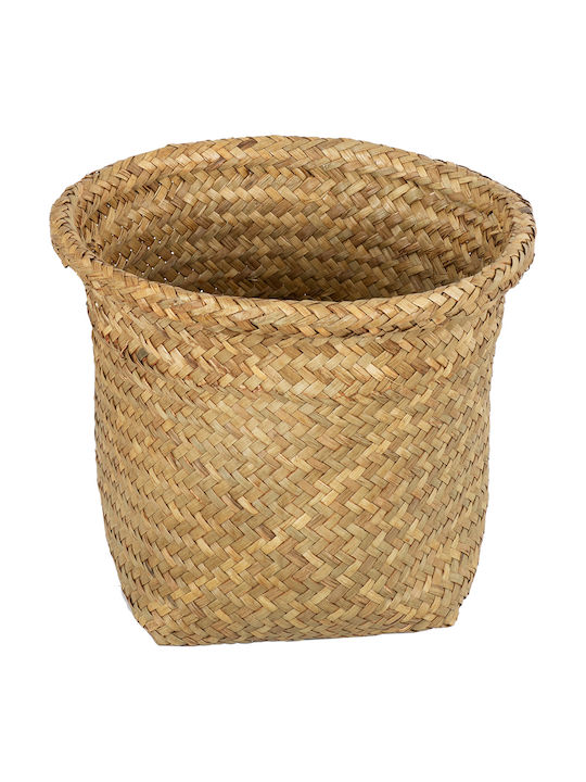 Globostar Artificial Garden Cecilia 20342 Decorative Wicker Basket Planter Flower Pot Beige Φ24cm X H24cm