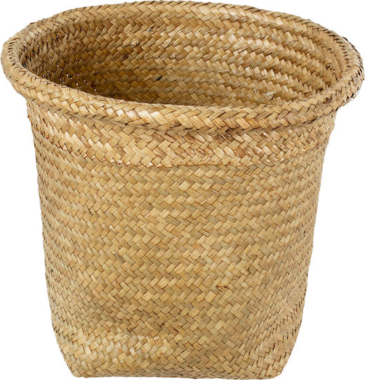 Globostar Artificial Garden Cecilia 20343 Διακοσμητικό Ψάθινο Καλάθι Κασπώ Γλάστρα Flower Pot Μπεζ Φ26cm X Υ26cm