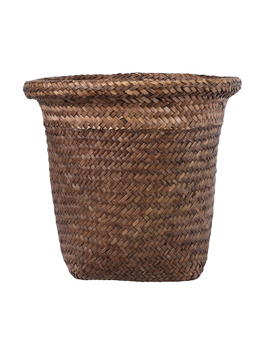 Globostar Artificial Garden Skiathos 20345 Decorative Wicker Basket Planter Flower Pot Brown Φ24cm X H24cm