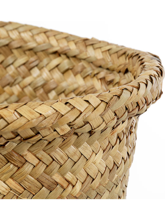 Globostar Artificial Garden Cecilia 20342 Decorative Wicker Basket Planter Flower Pot Beige Φ24cm X H24cm