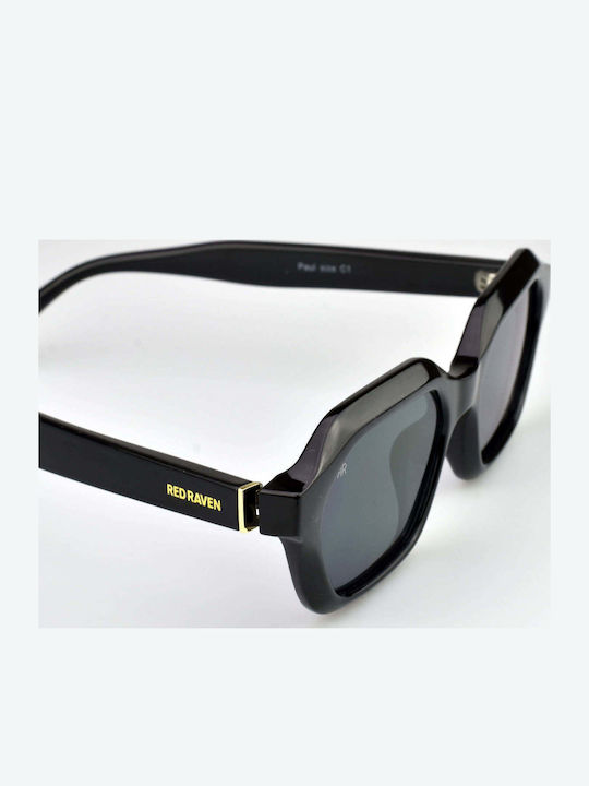 Red Raven Paul Unisex Sunglasses with Black Frame and Black Lens