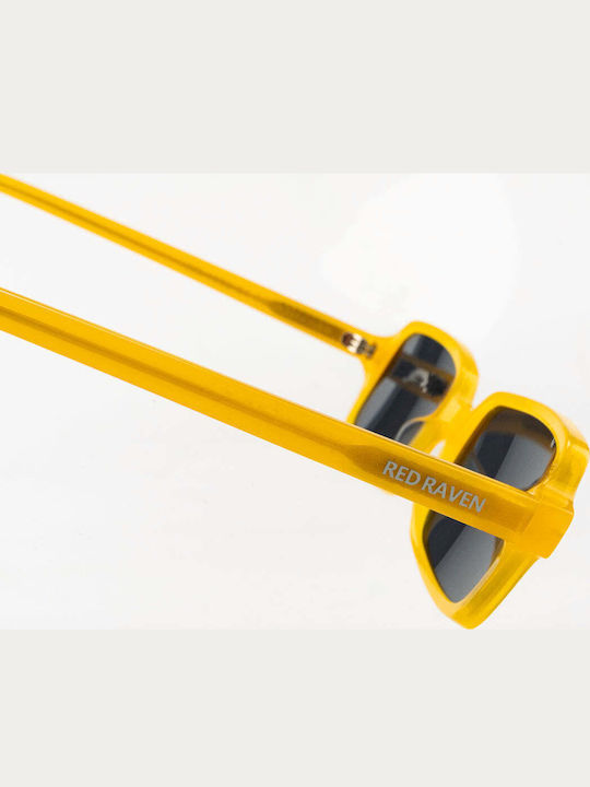 Red Raven Caldera Unisex Sunglasses with Yellow Frame and Gray Polarized Lens 46774507995470