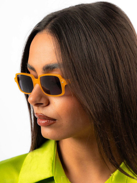 Red Raven Caldera Unisex Sunglasses with Yellow Frame and Gray Polarized Lens 46774507995470