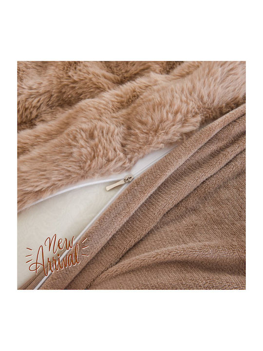 Cosy All Seasons Duvet Cover Set Flannel Single with Pillowcase 160x240 Light Brown