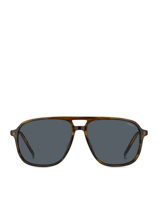 Unisex Sonnenbrillen mit Braun Horn umrandetem Rahmen und Gray Glas