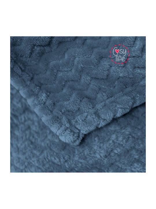 Cosy All Seasons Velvet Double Blanket 215x230cm Blue Navy