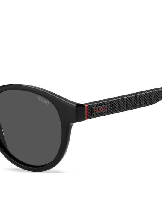 Boss Unisex Sunglasses with Black Horn-Rimmed Frame and Black Lens HG 1390/S 807/IR