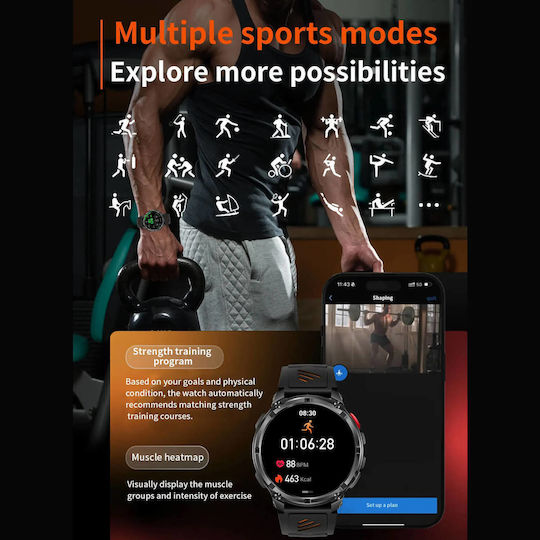Microwear HT33 Smartwatch with Heart Rate Monitor (Blue Silicone)
