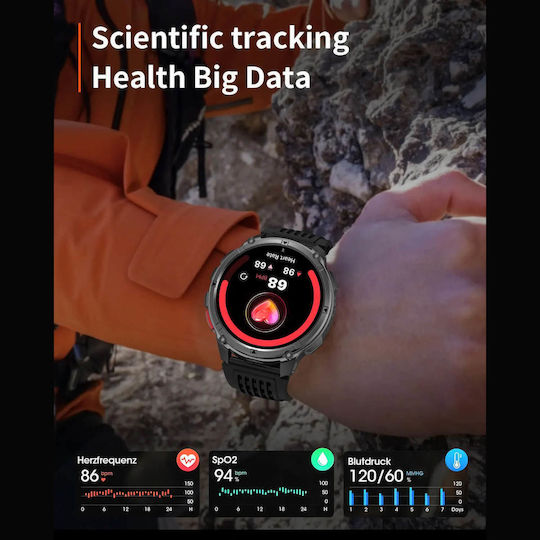 Microwear HT33 Smartwatch with Heart Rate Monitor (Blue Silicone)