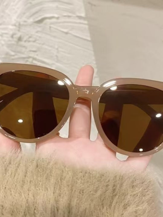 King Unisex Sunglasses with Beige Frame and Brown Polarized Lens SUNKI345-SN016