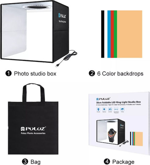 Puluz Studio Led Photo Box Lighted with Multiple Backrounds 60x60x60cm