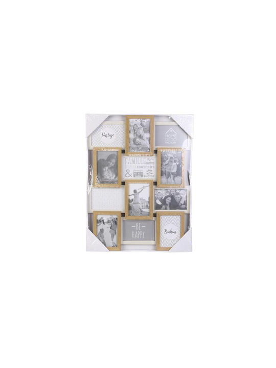 Multi Wall-Mounted Picture Frame 12 Photos Wooden With White Frame