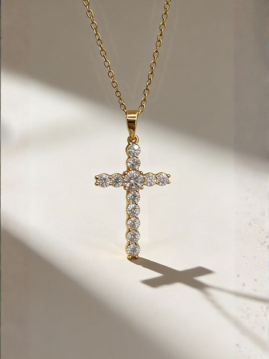 Chrysothemiss Woman Cross Heavenly Spark White Zircon Eco Copper