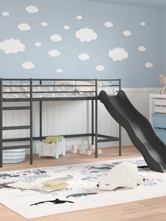 Kids Bed Bunk Single Black for Mattress 90x190cm