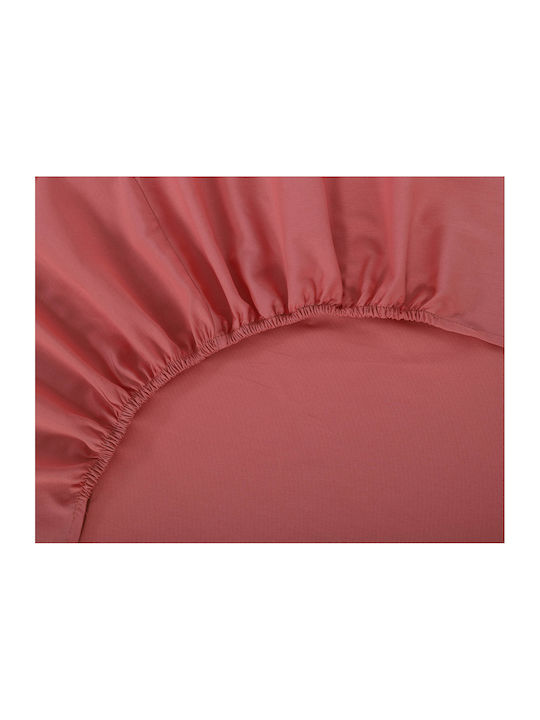 Silk Fashion Σεντόνι Ημίδιπλο με Λάστιχο 125x200εκ. Coral Almond