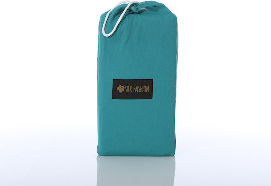 Silk Fashion Super-Double 165x200+35cm Fitted Sheet Teal Blue Silk Fashion Super-Double 165x200+35cm Fitted Sheet Teal Blue