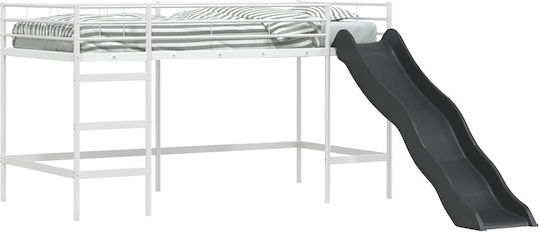 Pat pentru Copii Cușeta Single Alb pentru Saltea 85x205cm
