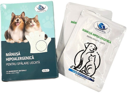 Clean Pets Trockene Waschhandschuhe Hypoallergene Hunde Katzen 6 Stück