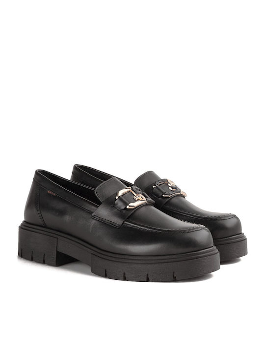 Leather Women's Moccasins in Black Color
