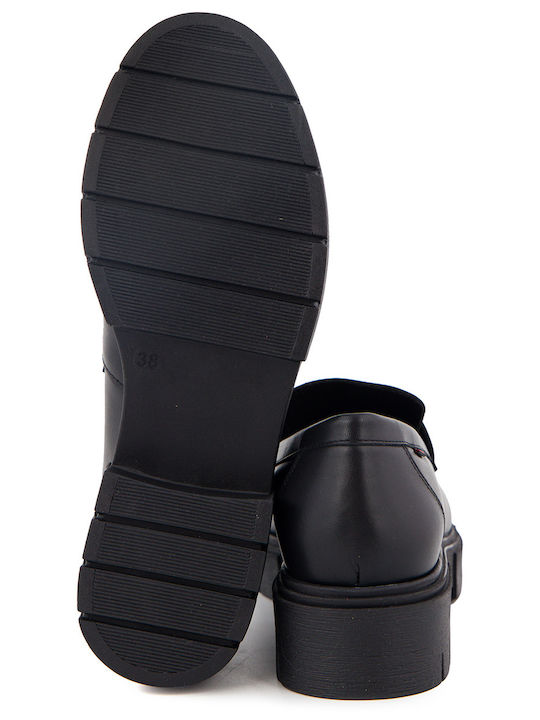 Leather Women's Moccasins in Black Color