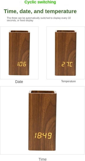 Uncle George Tischuhr Digital LED Holz Beiges 01.06.04-0007-MPEZ