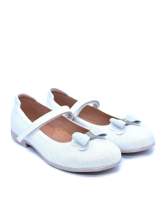 Kids Anatomic Leather Ballerinas with Hoop & Loop Closure White