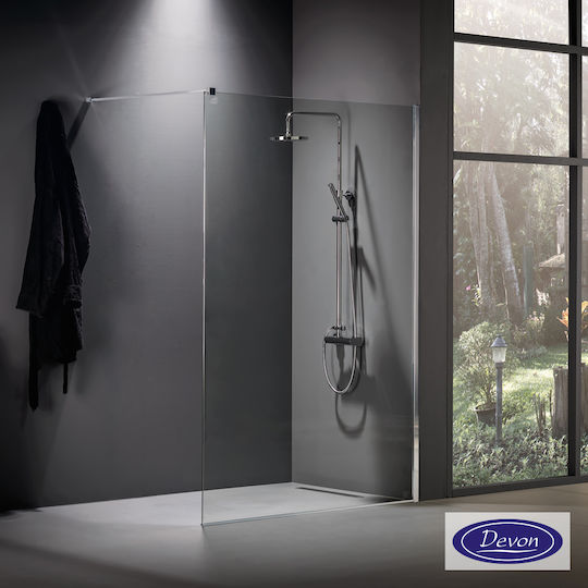 Devon Iwis Walk-in Καμπίνα Ντουζιέρας με Συρόμενη Πόρτα 117-119x200cm Clear Glass Chrome