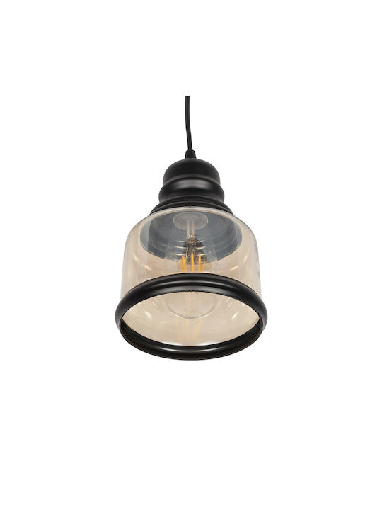 GloboStar Oliver Висящо Осветително Тяло Кехлибарен с Цокъл E27 15x15x21.5см.