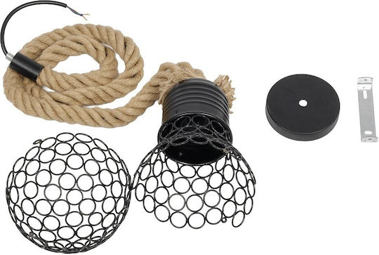 GloboStar Urban Pendant Light Black with Rope for Socket E27 15x15x80cm