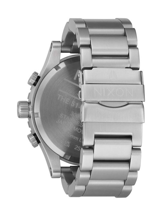 Nixon 51-30 Ανδρικό Ρολόι 51mm Χρονογράφος Μπαταρίας με Ασημί Μεταλλικό Μπρασελέ