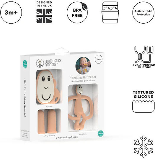 Matchstick Monkey Μασητικός Κρίκος Οδοντοφυΐας Χωρίς BPA από Σιλικόνη για 3 m+ 3τμχ