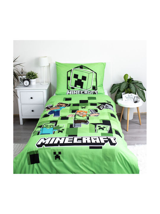 Minecraft Σετ Παιδική Παπλωματοθήκη Μονή Πράσινη