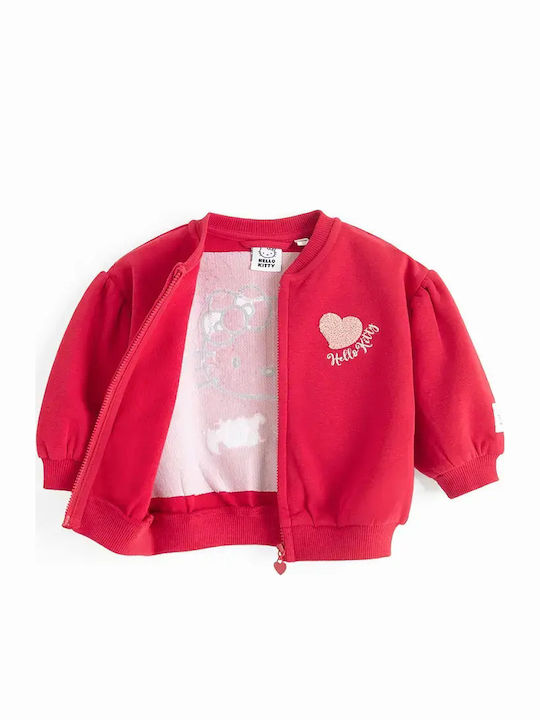 Fleece Kids Sweatshirt Cardigan Red