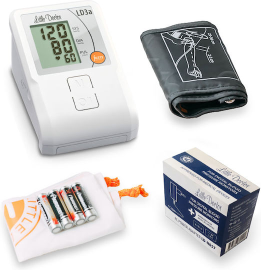 Little Doctor Ld 3a Tensiometru Electronic de Braț cu Adaptor Inclus Ecran Lcd Memorie 90 Valori Alb