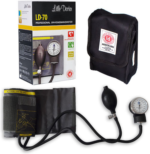 Little Doctor Ld 70 Tensiometru Mecanic Profesional Manometru Metalic Mansetă Dimensiune 25 36 Cm Inel Fixare Metalic Fără Stetoscop Negru Gri