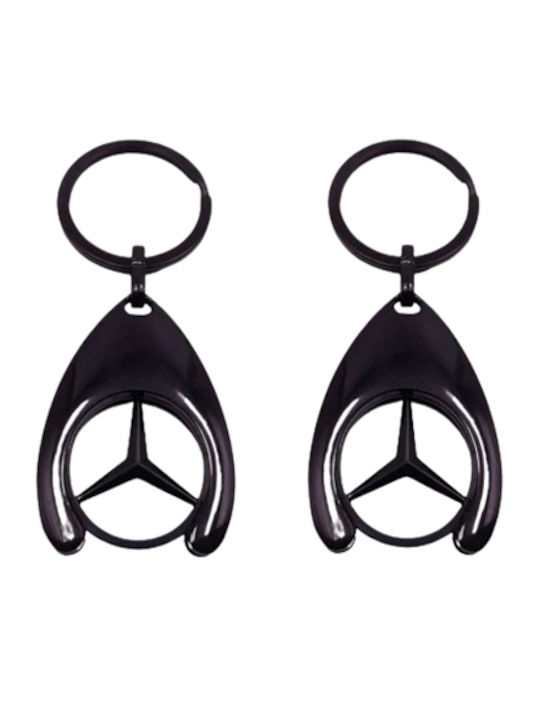 Depox Schlüsselanhänger Set Drei Mercedes 7,5 Cm Metallisch Schwarz