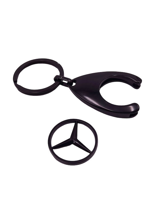 Set Două Brelocuri Depox Mercedes 7 5 Cm Metalic Negru