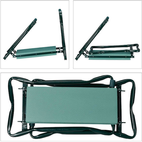 Garden Seat Relaxdays Folding Reversible Knee Protector Stool Side Tool Pockets Green 10026641