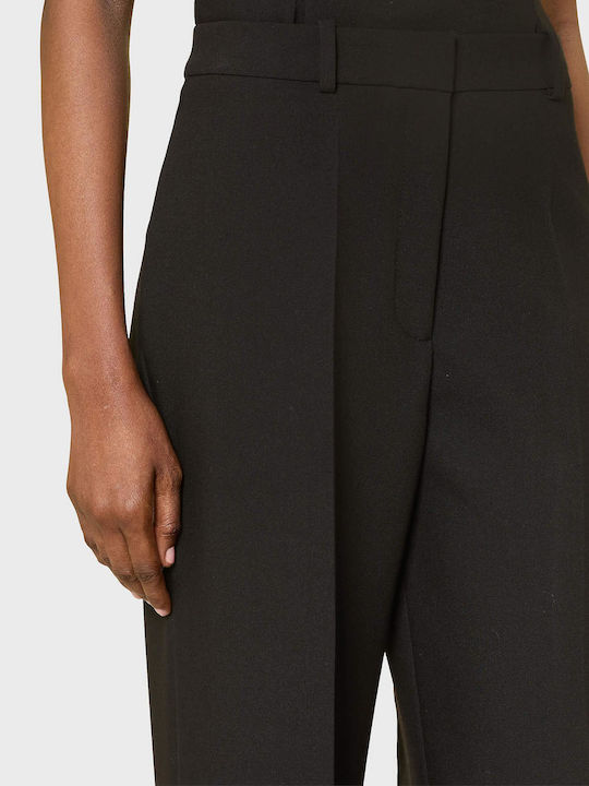 Hasmina Women's Fabric Trousers Relaxed Fit Black