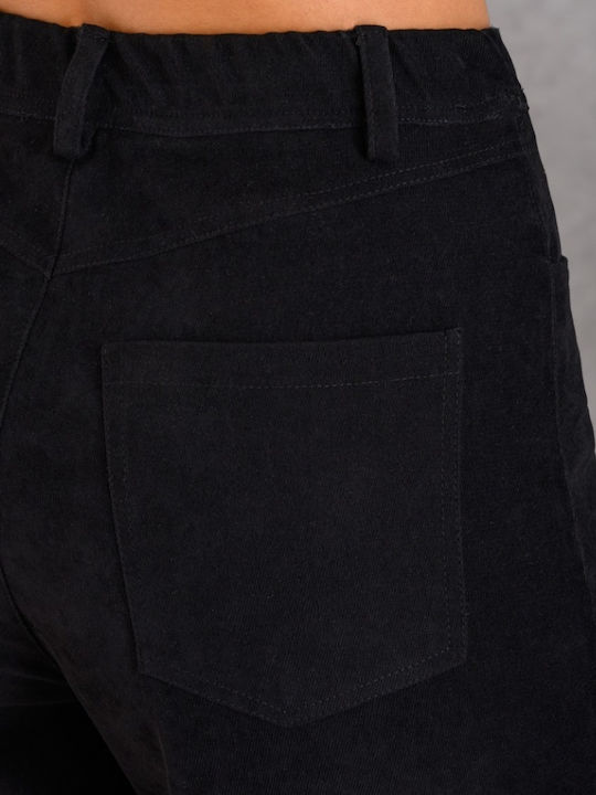 Femei Talie înaltă Din material textil Pantaloni cu elastic Black