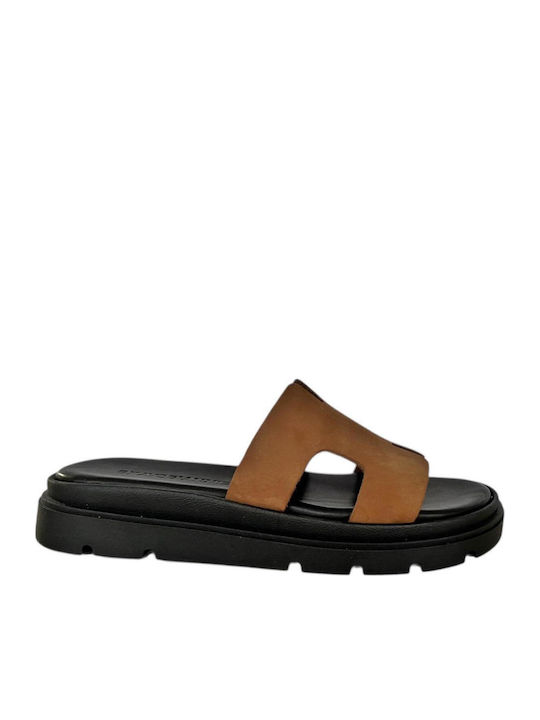 Sandale Casual Damă Flatforme Maro Din Piele